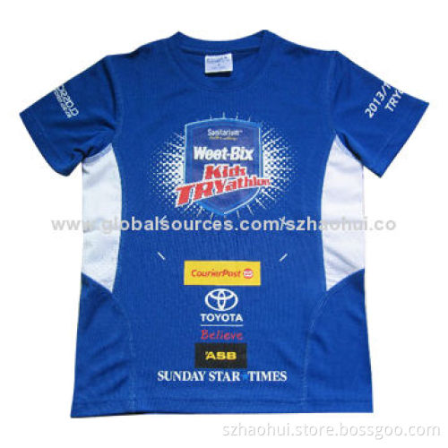 Men's 100% Polyester Coolmax Promotional/Uniform T-shirt, OEM Custom Orders Welcomed